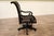 2020s Black and Borwn Glazed Leather Executive Chair With Nail Trim and Umbria Finish Frame For Sale - Image 5 of 8