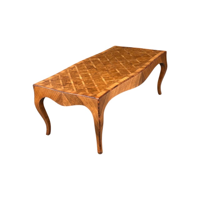 1950s Italian Marquetry Coffee Table With Carved Legs For Sale - Image 4 of 11
