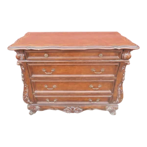Vintage Quality Four Drawer Bombay Chest With Leather Top
