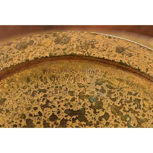 Tiffany Studios New York Bronze Doré Pedestal Bowl or Compote Dish With Abalone Inlay For Sale - Image 13 of 15