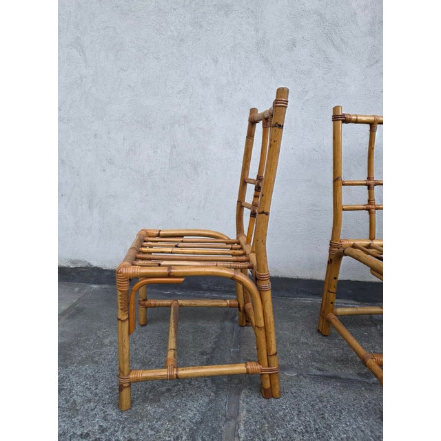 Bamboo Chairs, 1970s, Set of 4, in Very Good conditions. Designed 1970 to 1979