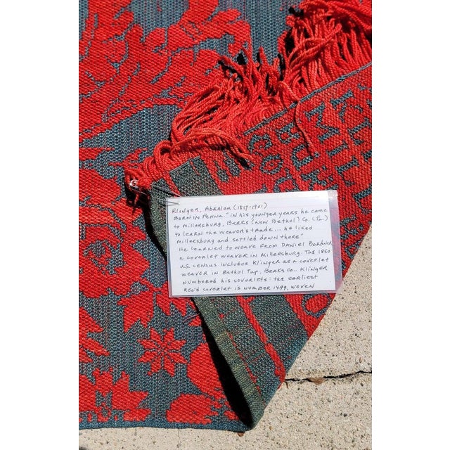 19thc Red & Blue Dated 1860 Coverlet From Pa. For Sale - Image 13 of 13