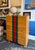 Mid-century Heywood Wakefield Tall Maple Chest, Painted Stripes Offered for sale is a newly refinished and painted 5...