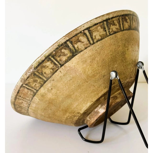 Ceramic Islamic Pottery Bowl with Figurative Paint Kashan Ware For Sale - Image 7 of 12