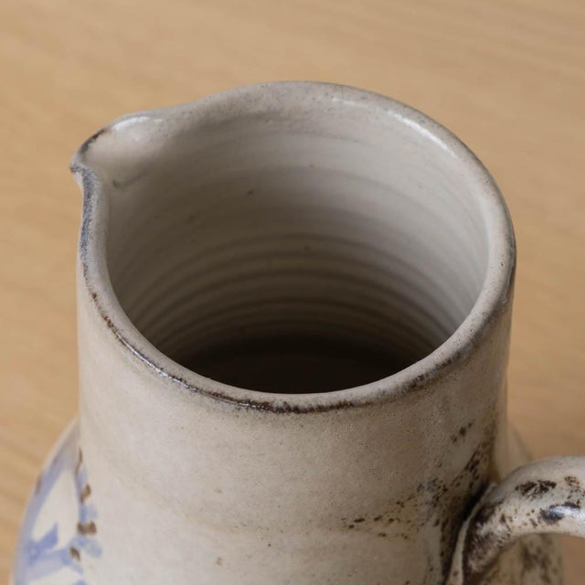 Blue 1950s French Ceramic Pitcher by Gustave Reynaud For Sale - Image 8 of 11