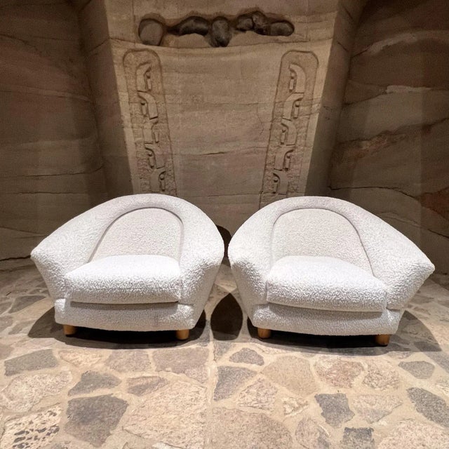AMBIANIC presents 1970s fabulous French Style plush Ivory Lounge Chairs style polar bear Inspired by iconic designs of...