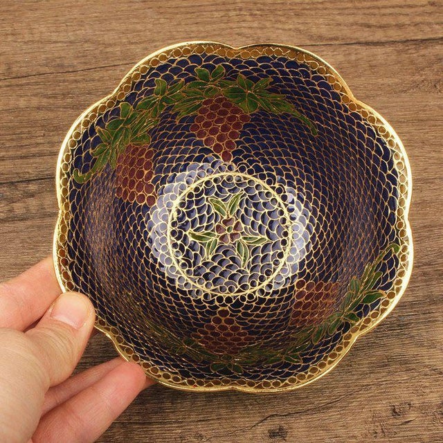 Set of 4 Vintage Cloisonné Enamel Bowls – Eggshell Technique, Lotus Motif, Gilded For Sale - Image 9 of 12