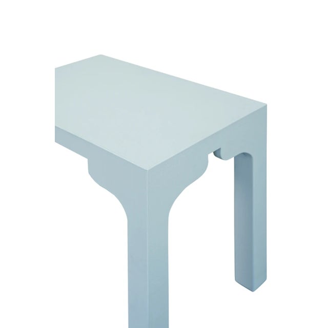 Contemporary Matthew Izzo Home Hannah Light Blue Linen Occasional Table For Sale - Image 3 of 6