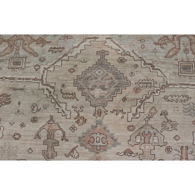 Taupe Finely Made Tabriz Design Rug in a Soft Taupe Field and Accents in Brown 8'9 X 11'7 For Sale - Image 8 of 11