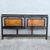 This vintage chinoiserie king size headboard pairs dramatic black framing with two richly figured burlwood panels. Warm...