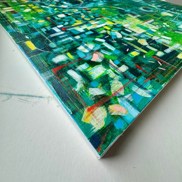 Green "Modern Green" Abstract Acrylic Painting by Paula DeStefanis For Sale - Image 8 of 12