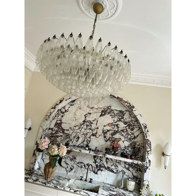 Large Murano Chandeliers in the style of Carlo Scarpa, Set of 2 For Sale - Image 9 of 11