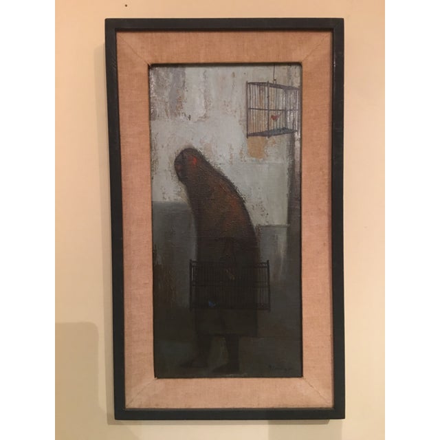 Woman Carrying Bird Cage Oil On Canvas Painting Chairish