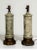 Pair of French Neoclassical style églomisé columnar lamps, c. 1910-1920. Gorgeous pair of table lamps in églomisé with two...