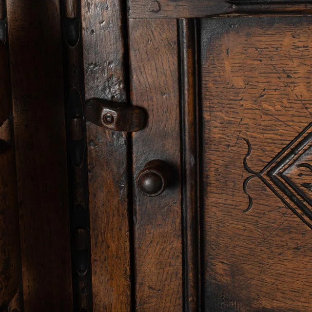 Gothic English Ipswich Oak Two Door Cupboard For Sale - Image 3 of 12