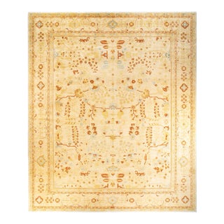 Eclectic, One-of-a-Kind Handmade Area Rug in Ivory, 11' 10" x 14' 3" For Sale