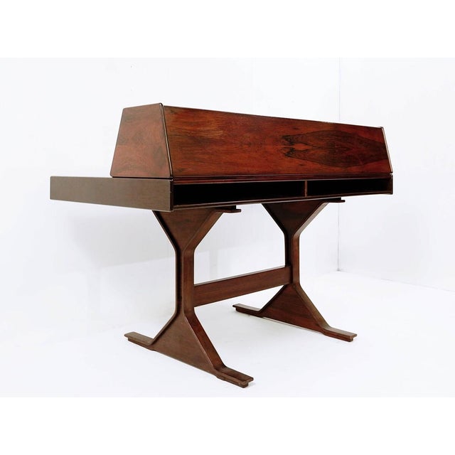 Brown Italian Model 530 Writing Desk by Gianfranco Frattini for Bernini, 1960s For Sale - Image 8 of 14