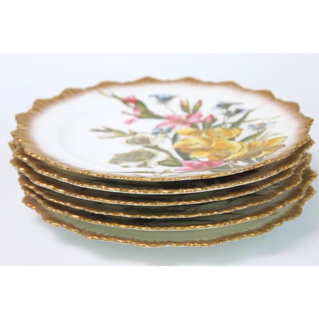 Antique George Jones Crescent Hand Painted Fine China Lunch Salad Dessert Plates Set of 6 For Sale - Image 9 of 11