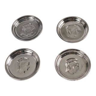 Vintage Silver Glass Knight Coaster - Set of 4 For Sale