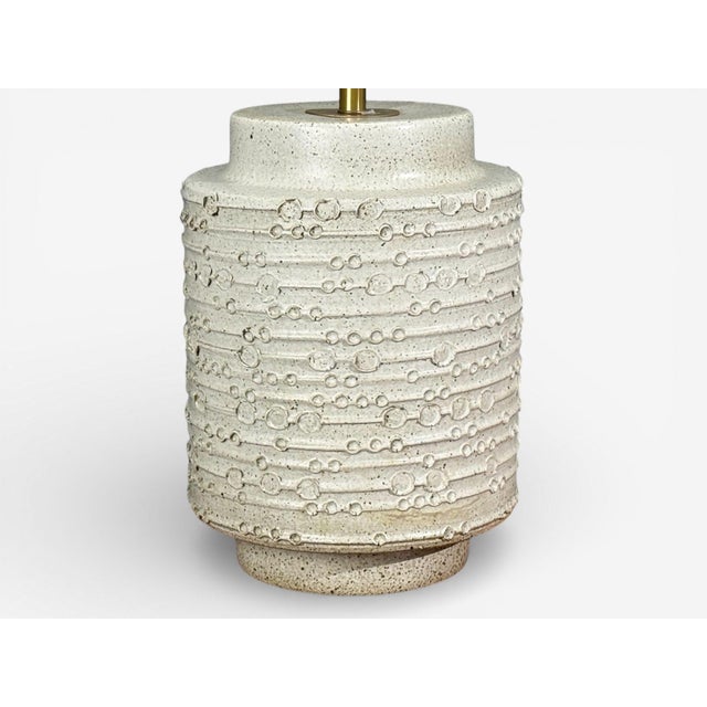 Cream David Cressey, Earthtone Glaze Ceramic, Large Table Lamps, Usa, 1970s For Sale - Image 8 of 9