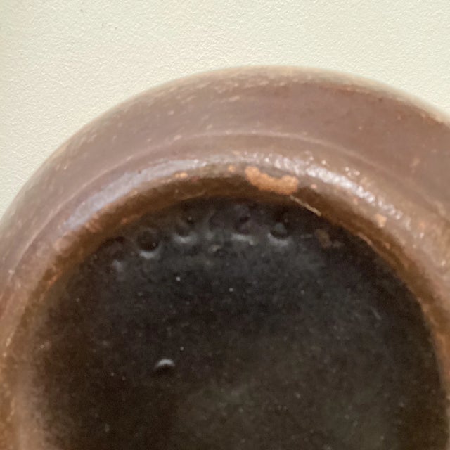 Vintage Folk Art Ceramic Terracotta Engraved With Decorative Flowers Pitcher/Jug For Sale - Image 9 of 12