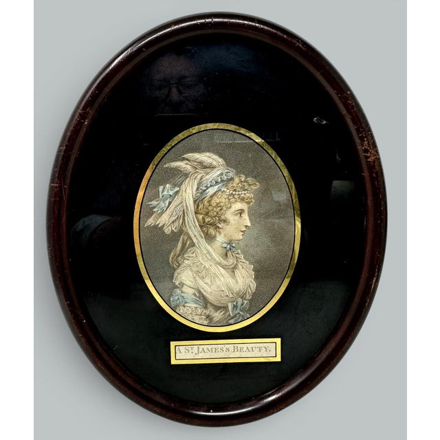 Antique Regency Pair Francesco Bartolozzi Hand Colored Stipple Engraving Lady. For Sale - Image 4 of 8