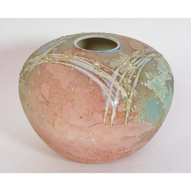 Tony Evans 1970s Tony Evans Glazed Raku Vase For Sale - Image 4 of 9
