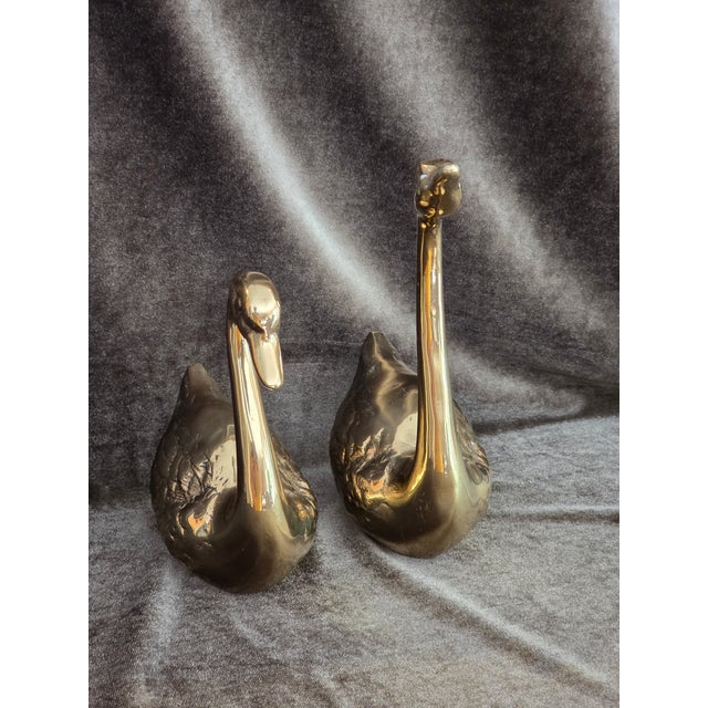 Mid-Century Modern Brass Swan Figures For Sale - Image 4 of 10