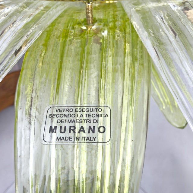 Mid-Century Green and Clear Murano Glass Palmette Chandelier, Italy, 2010s For Sale - Image 9 of 10