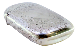 Silver Matchbox with Engraved Plant Motifs and Monogram Card