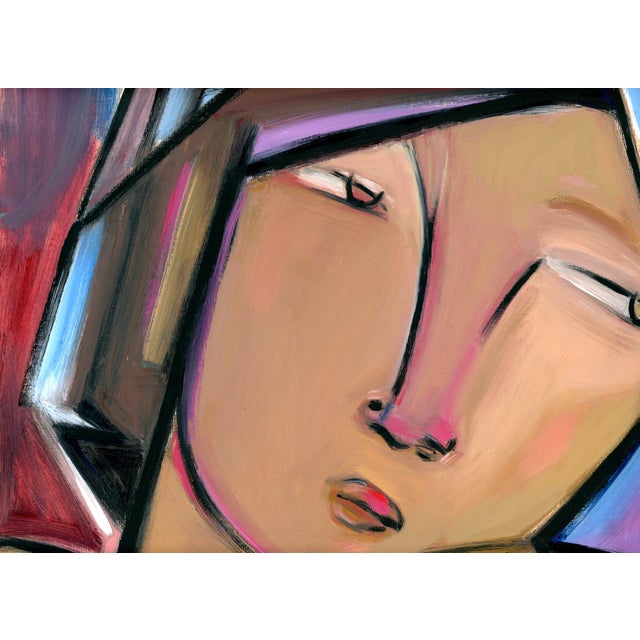 A stunning portrait painting of a girl There is a skillful balance between stylized detail and simplified forms. Through...