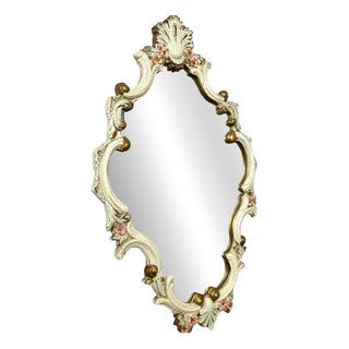 Vintage French Shabby Chic Ornate Wall Mirror For Sale