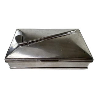 Mid-Century Vintage Nickel Plated German Golfers Trinket Box For Sale