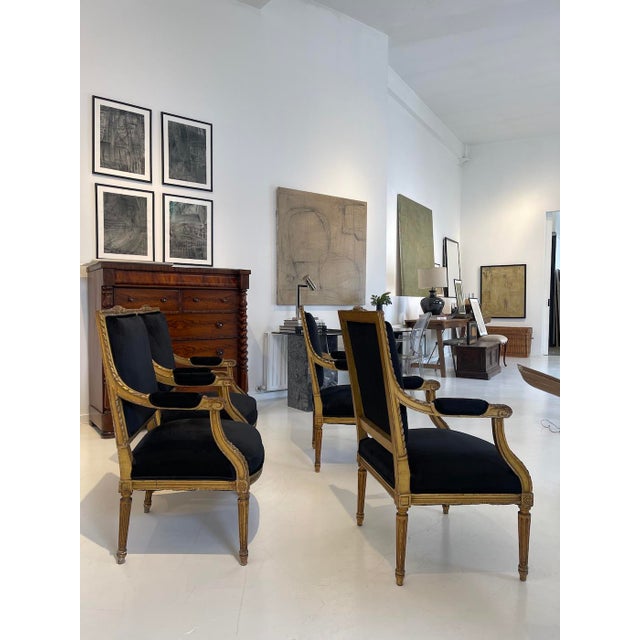 Set of Four Louis XVI–Style Giltwood Armchairs, France, Late 19th Century For Sale - Image 6 of 12