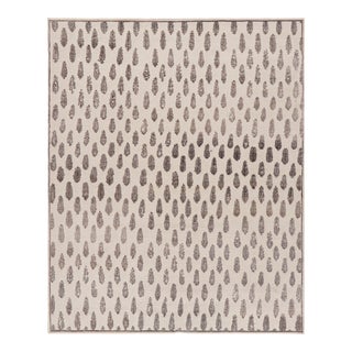 Rug & Kilim’s Modern Block Print Rug in White with Mauve Floral Patterns - 8x10 For Sale