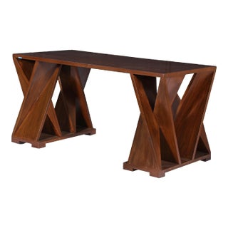 Teak Twisted and Angled Coffee Table or Bench For Sale