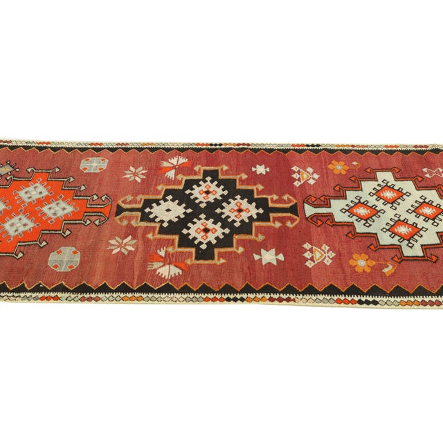 Mid 20th Century Vintage Decorative Turkish Kilim Runner For Sale - Image 4 of 7