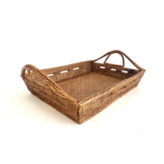 Burmese Rattan Serving Tray For Sale - Image 4 of 9