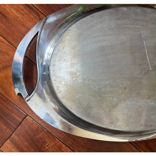 Art Deco Huge 27” Long Heavy Art Deco Style Silverplated Tray With Stunning Handles - Unknow Maker For Sale - Image 3 of 9