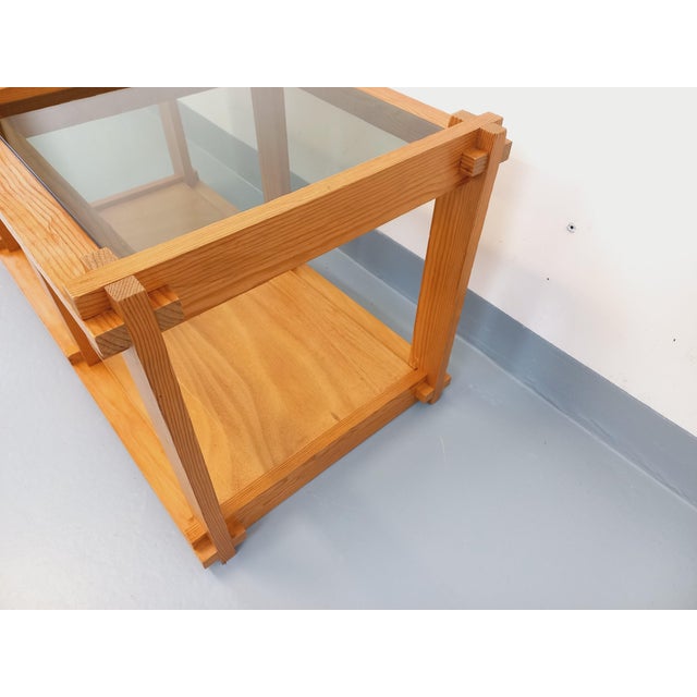 Vintage Rectangular Coffee Table in Pine and Smoked Glass, 1970s For Sale - Image 11 of 16