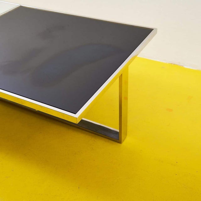 Chrome Coffee Table with Double Glass Top For Sale - Image 3 of 8
