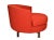Mid-Century Modern Milo Baughman Style Swivel Chair Walnut Base & Red Italian Bouclé Fabric - Pair For Sale - Image 3 of 13