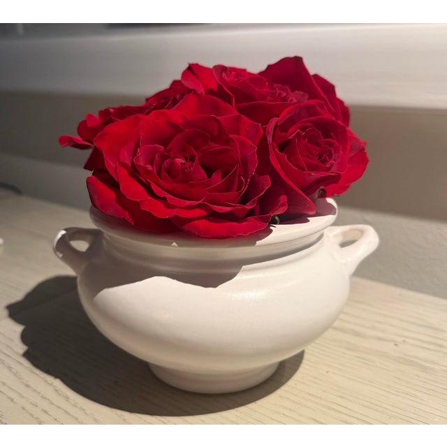 A beautiful example of early American art pottery, this marked Roseville jardiniere from the Rosecraft Colors line...