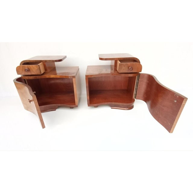 Art Deco Bedside Tables by Jindřich Halabala for Up Závody, 1940s, Set of 2 For Sale - Image 12 of 14
