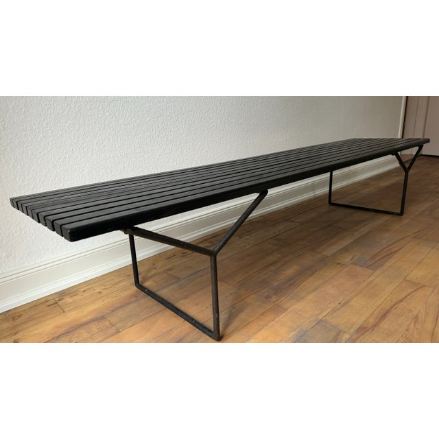 Wood Vintage Black Model 400 Bench attributed to Harry Bertoia for Knoll International For Sale - Image 7 of 13
