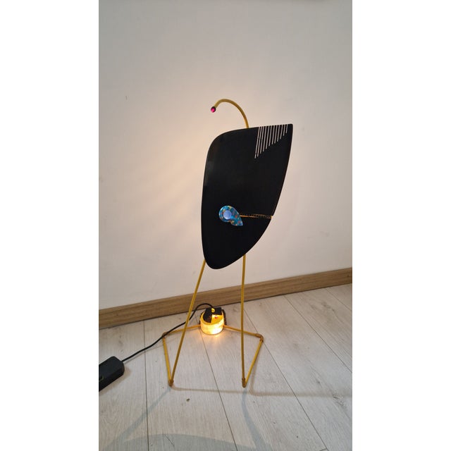 Metal Sculpture Table Lamp in Iron and Plastic, 1980s For Sale - Image 7 of 18
