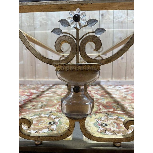 Metal Gold-Plated Metal and Glass Coffee Table attributed to Baguès For Sale - Image 7 of 10