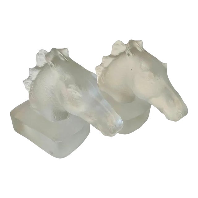 Glass Bookends in the Style of Lalique - A Pair For Sale