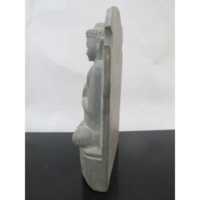 Seated Dharmachakra Mudra Buddha Carved Stone Sarnah Style Meditation Sculpture For Sale - Image 4 of 7