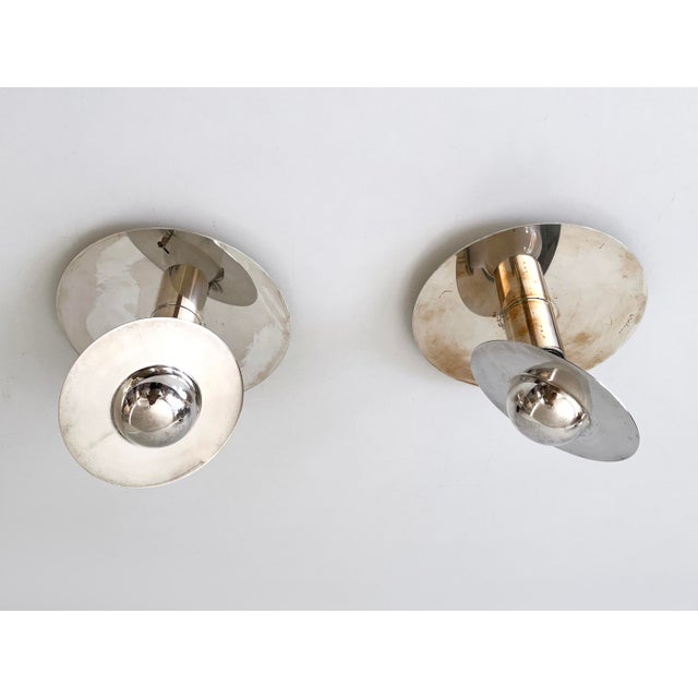 Silver-Plated Brass Flush Mounts or Sconces, Germany, 1970s, Set of 2 For Sale - Image 12 of 18